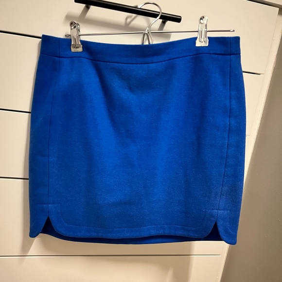 J. Crew Blue Wool Mini Skirt - Picture 1 of 3